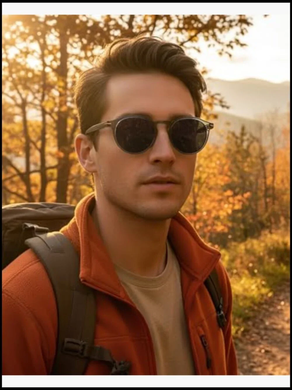 Round Acetate Polarized Sunglasses with UV Protection Men Keyhole Style